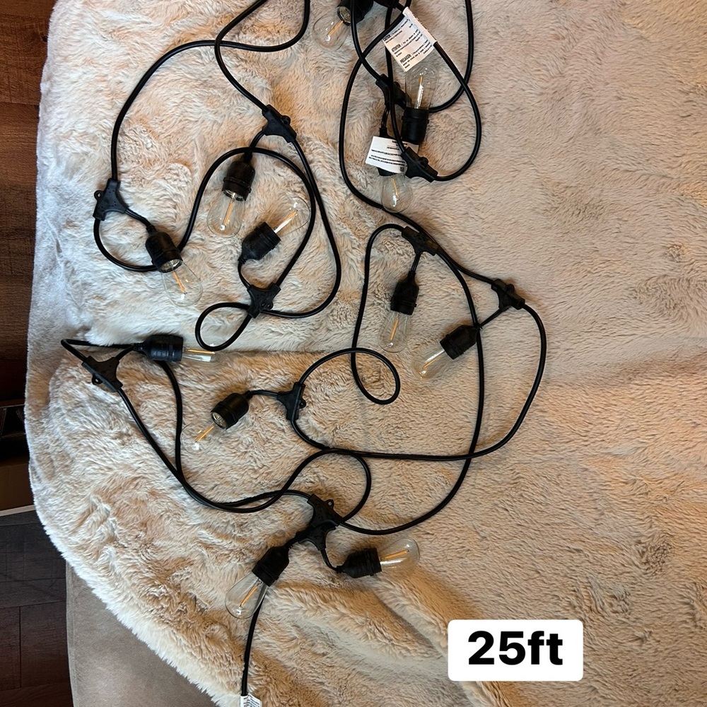 25ft Outdoor String Lights (with light bulbs)